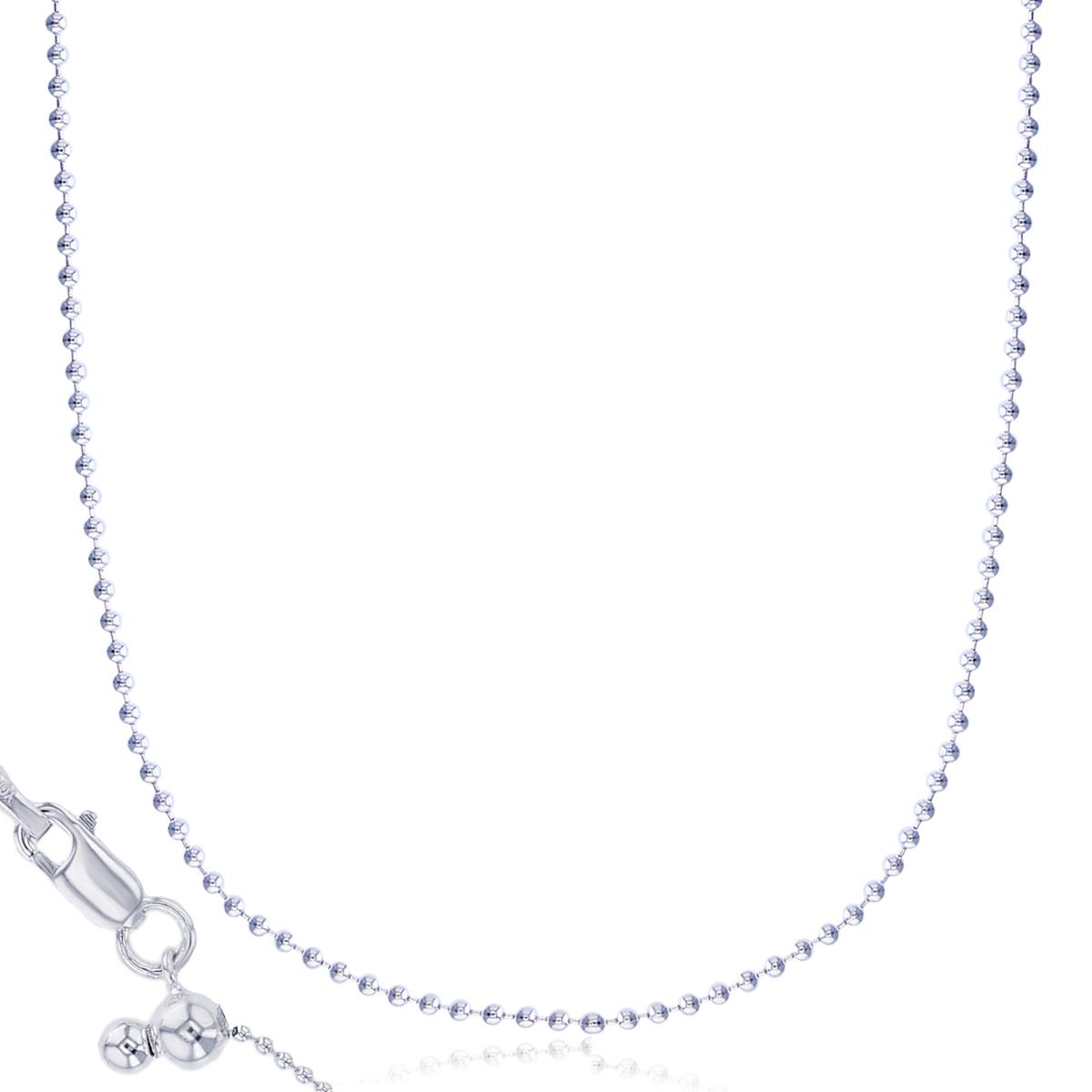 Sterling Silver Silver Flash 1.00mm Ball 24" Adjustable Chain