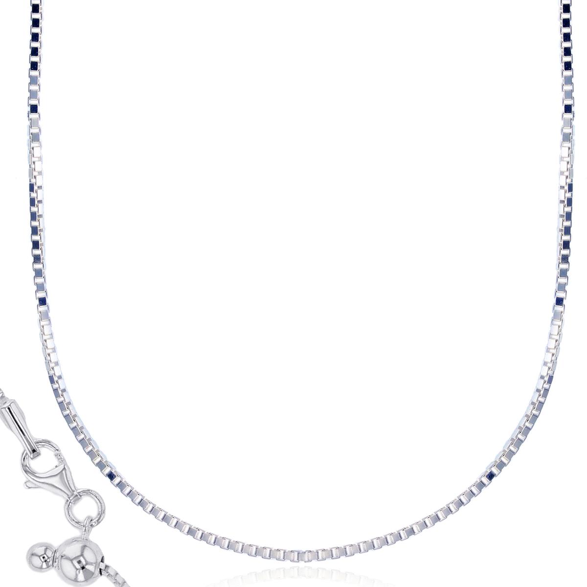 Sterling Silver Silver Flash 1.00mm Box 24" Adjustable Chain