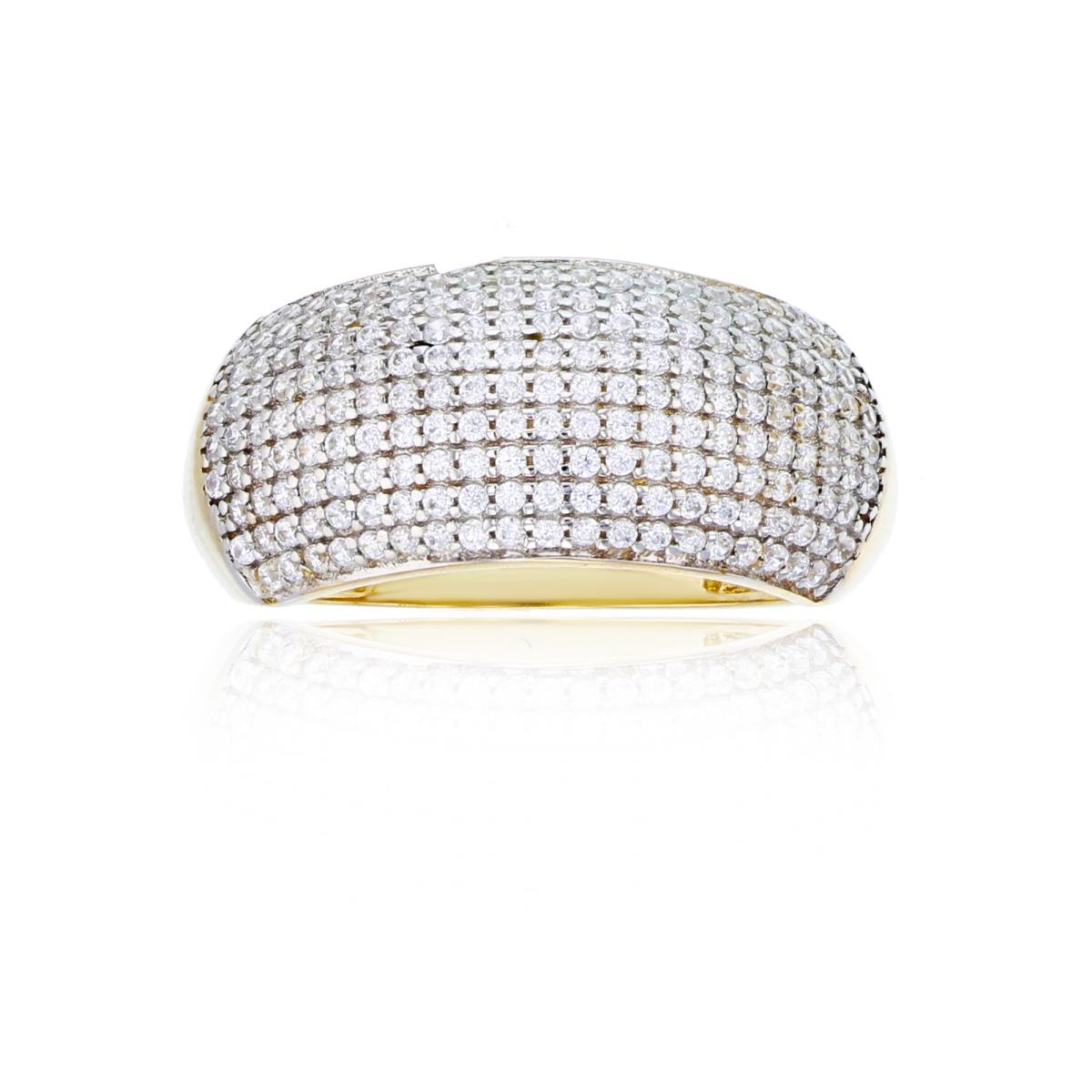 14K Yellow Gold Micropave Multi-Row CZ Fashion Ring