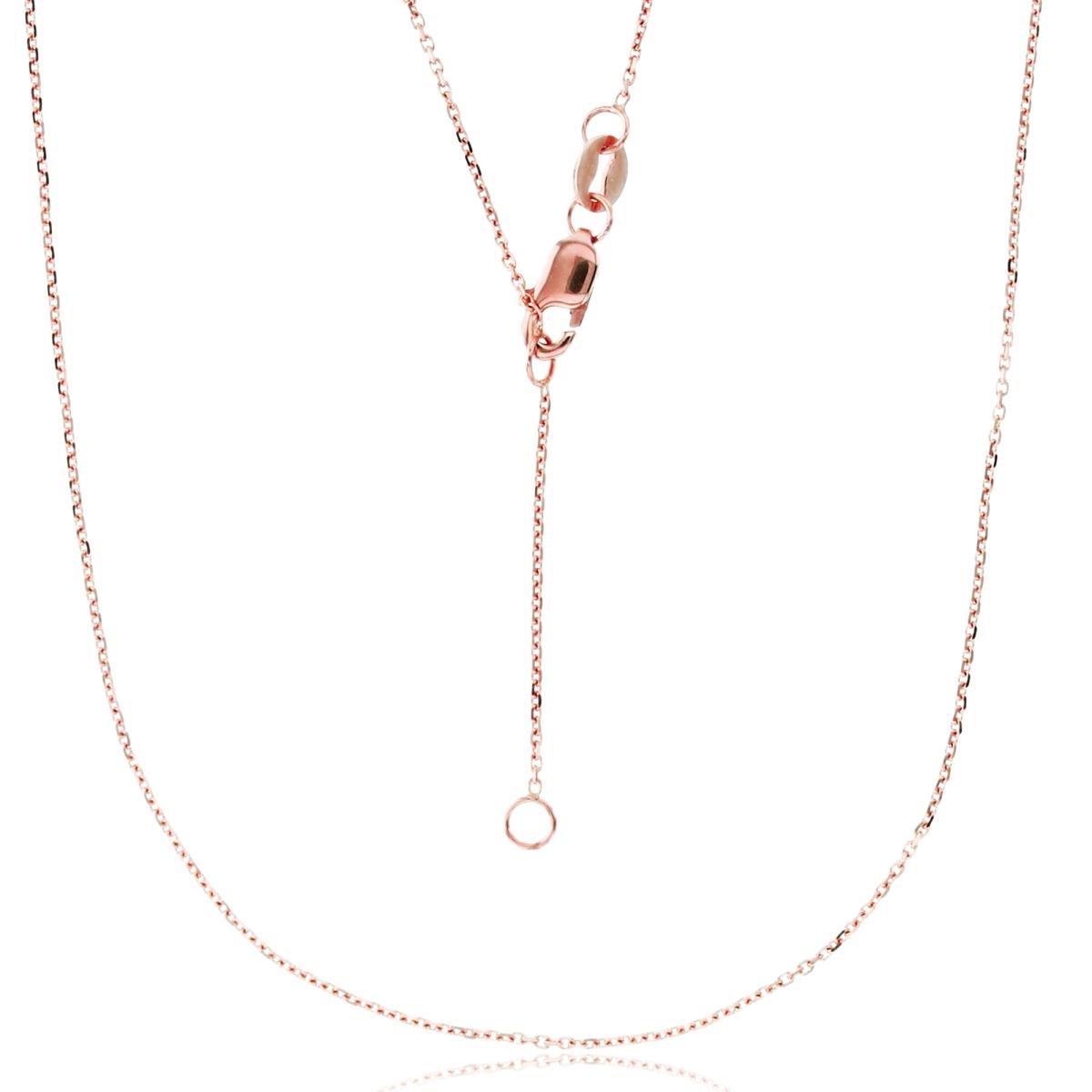 14k Rose Gold 0.82mm DC Rolo Cable 025 16"+1"+1" Chain with Extension Loops