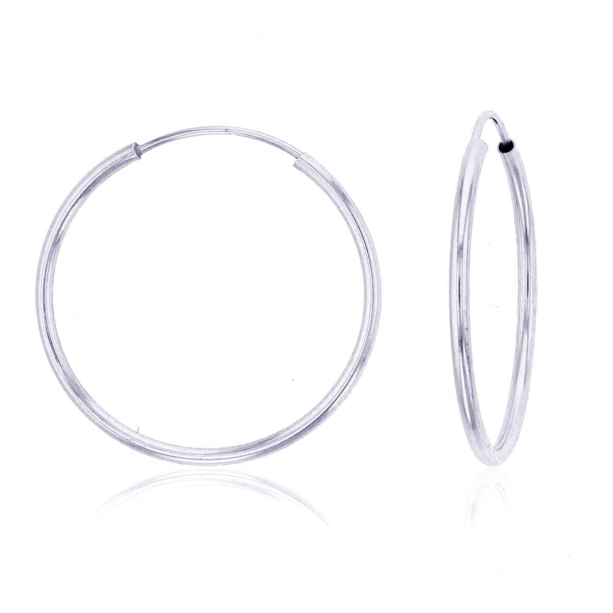 14K White Gold 1X50MM Endless Hoop Earrings