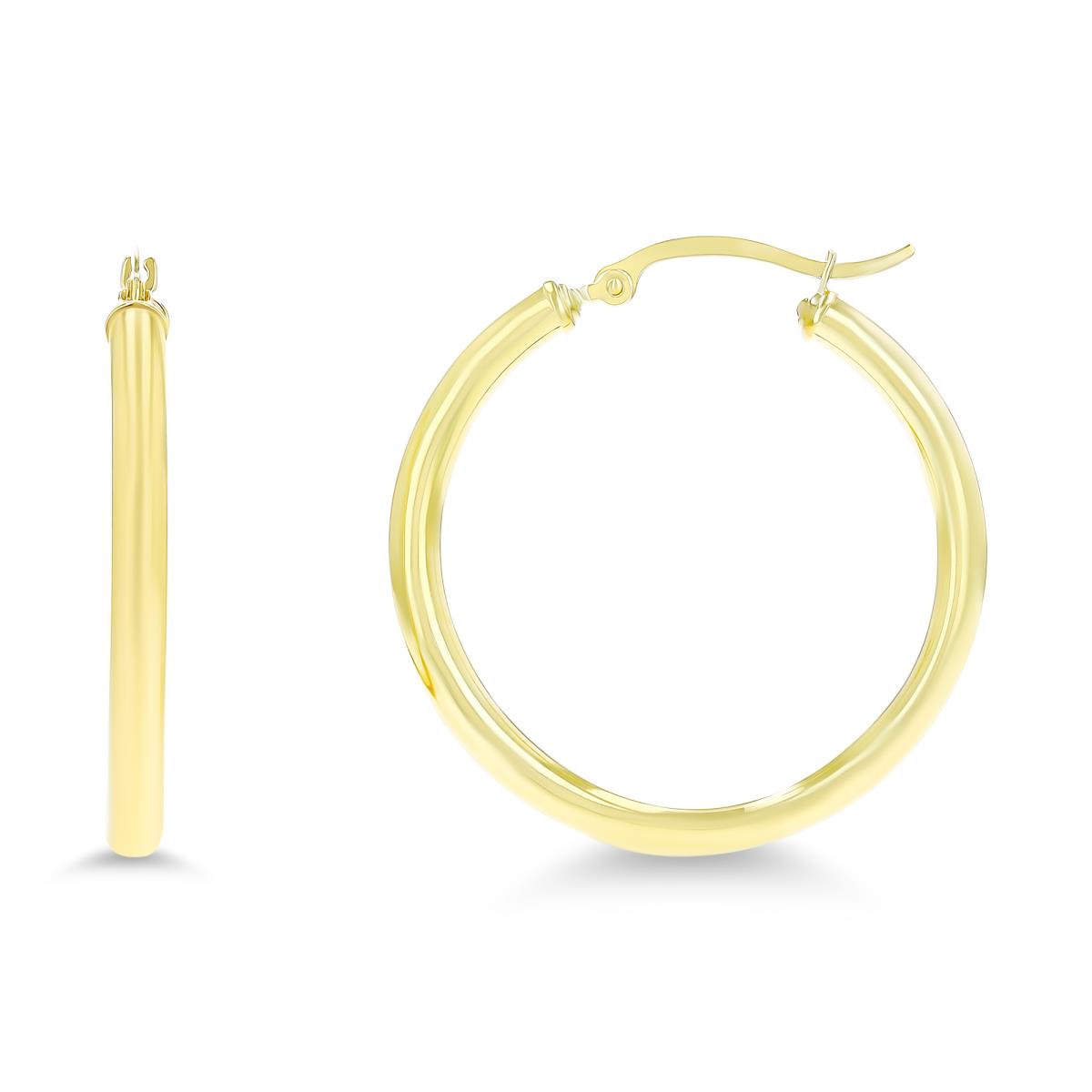 10K Yellow Gold 3x30MM Polished Hoop Earring