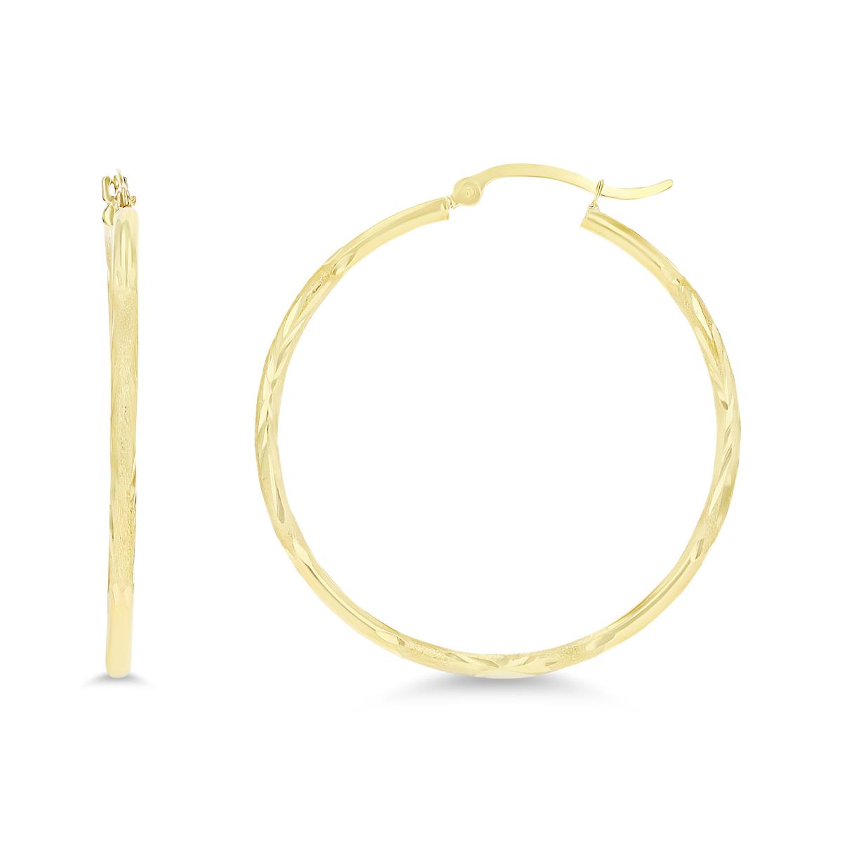 10K Yellow Gold 2X35MM DC Hoop Earrings