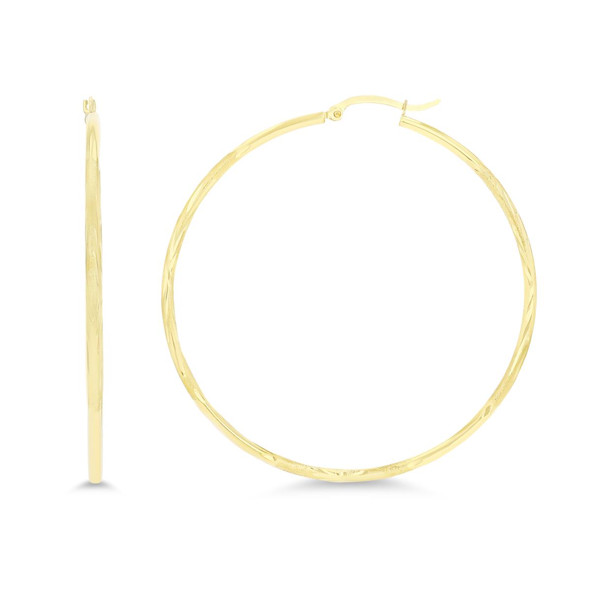 10K Yellow Gold 2X60MM DC Hoop Earrings