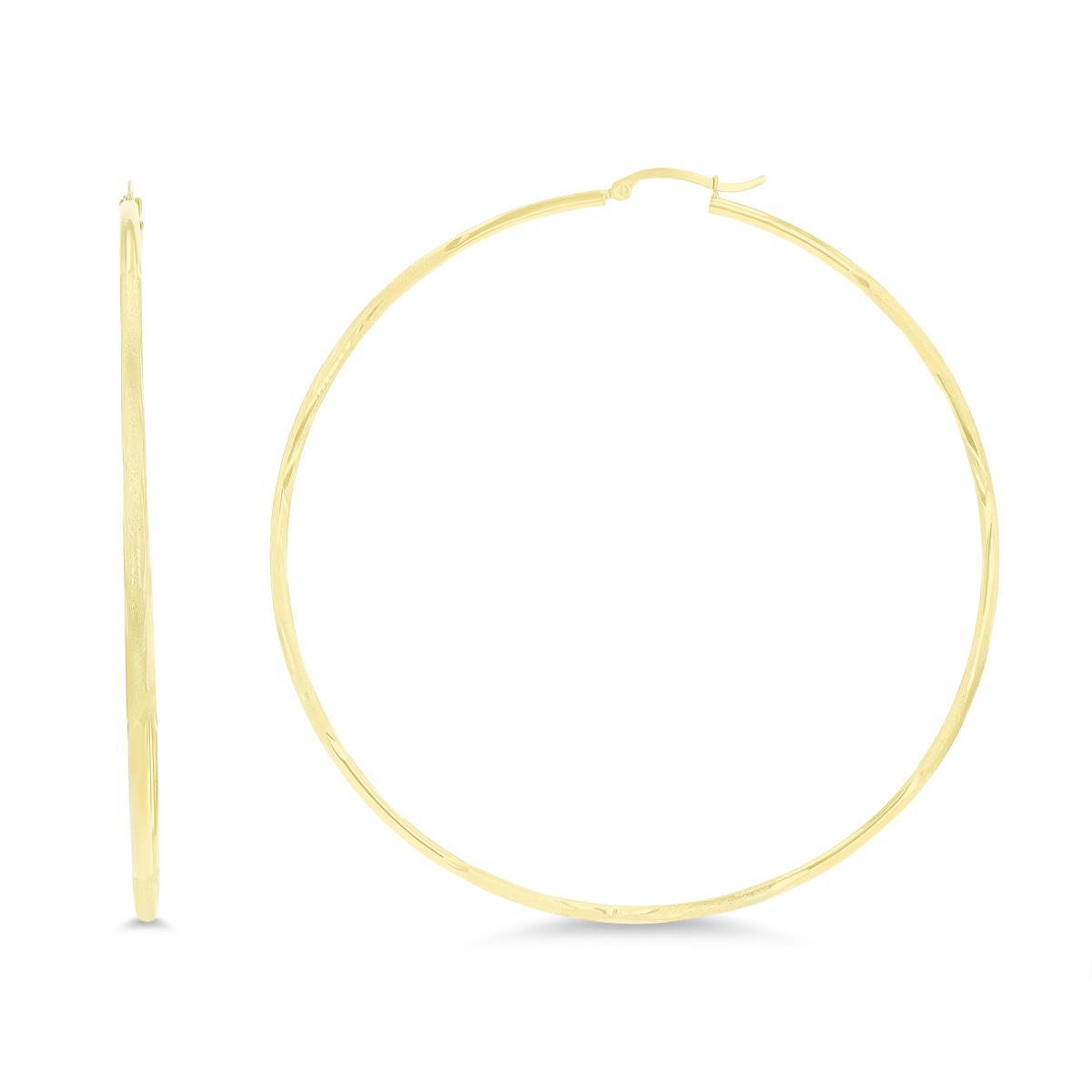 10K Yellow Gold 2X70MM DC Hoop Earrings