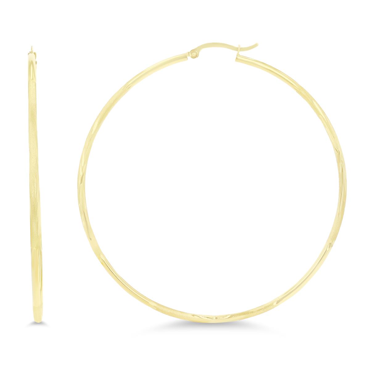 10K Yellow Gold 2X90MM DC Hoop Earrings