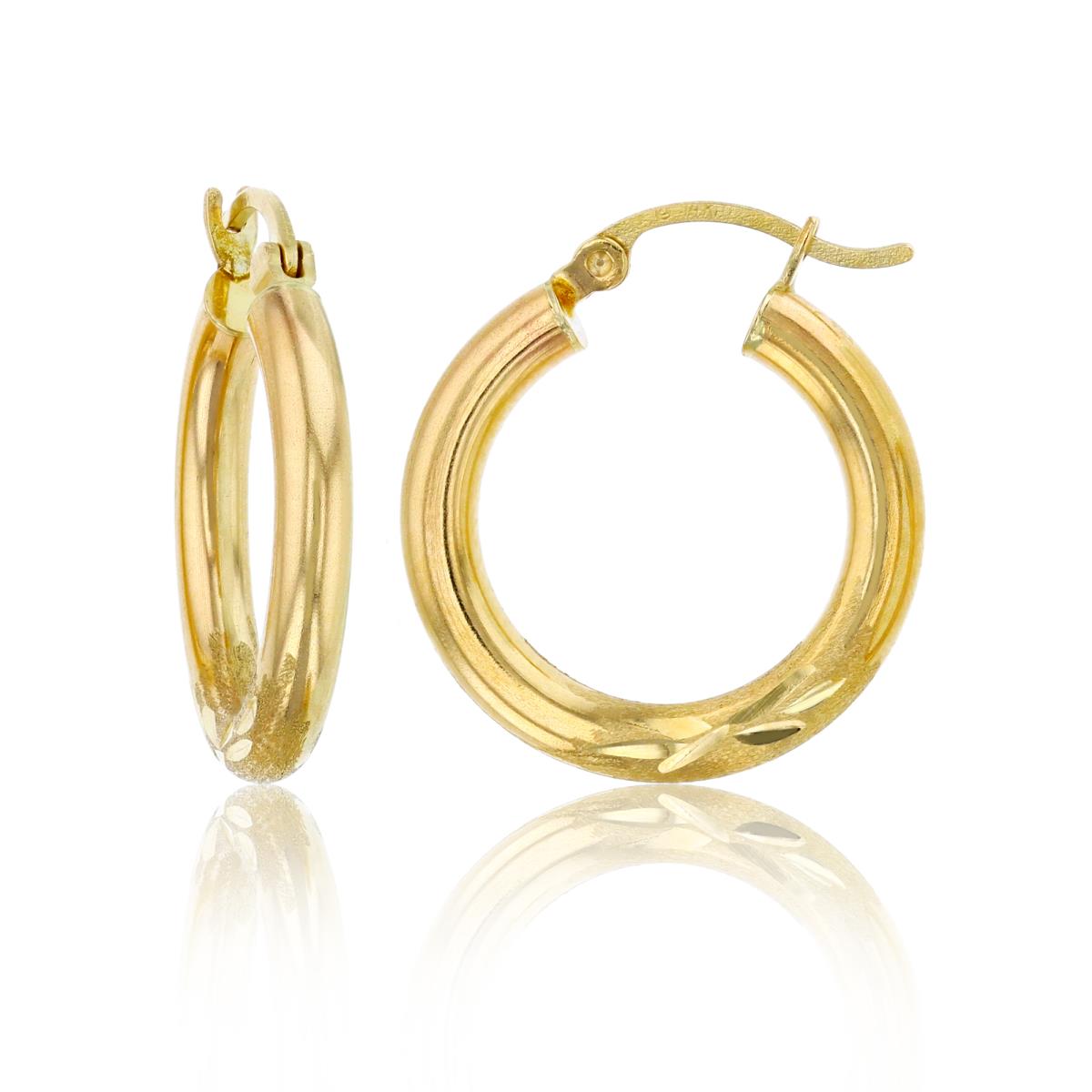 10K Yellow Gold 3X15MM DC Hoop Earrings