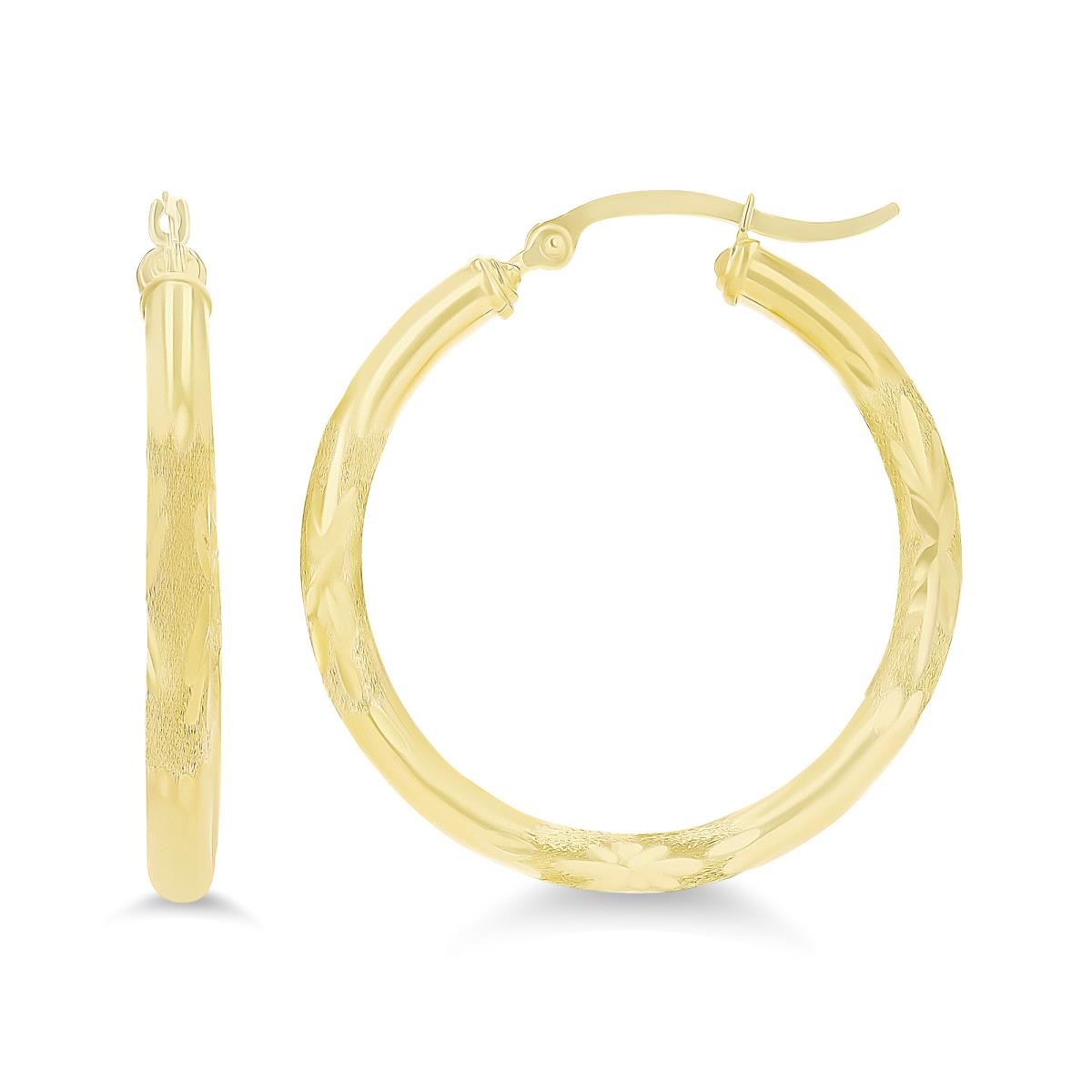 10K Yellow Gold 3X30MM DC Hoop Earrings