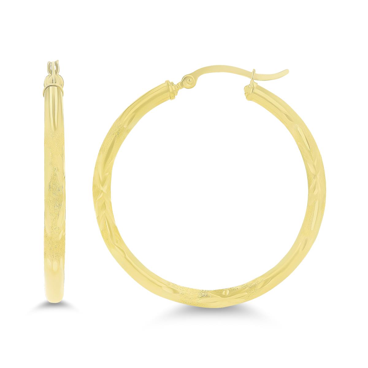 10K Yellow Gold 3X35MM DC Hoop Earrings
