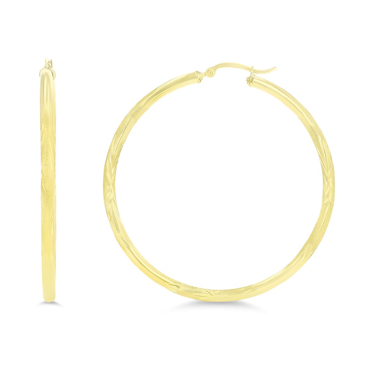 10K Yellow Gold 3X55MM DC Hoop Earrings