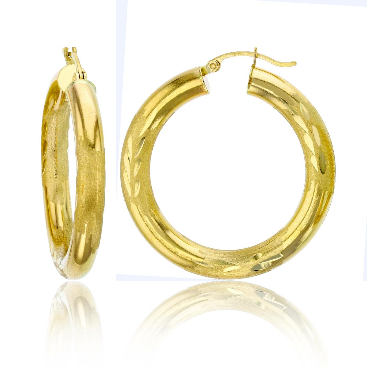 10K Yellow Gold 5X35MM DC Hoop Earrings