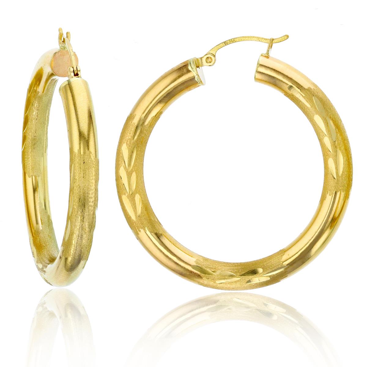10K Yellow Gold 5X40MM DC Hoop Earrings