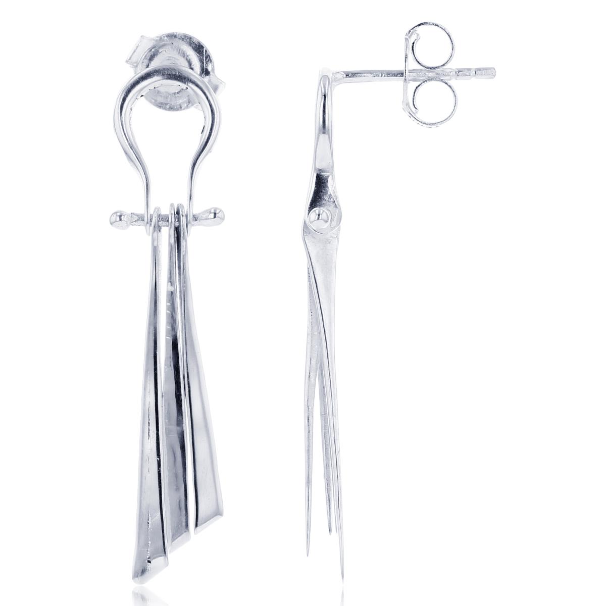 Sterling Silver Silver Plated Dangling Blades Earring