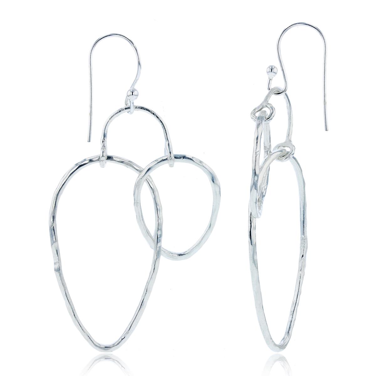 Sterling Silver Silver Plated Open Oval Dangling FishHook Earring