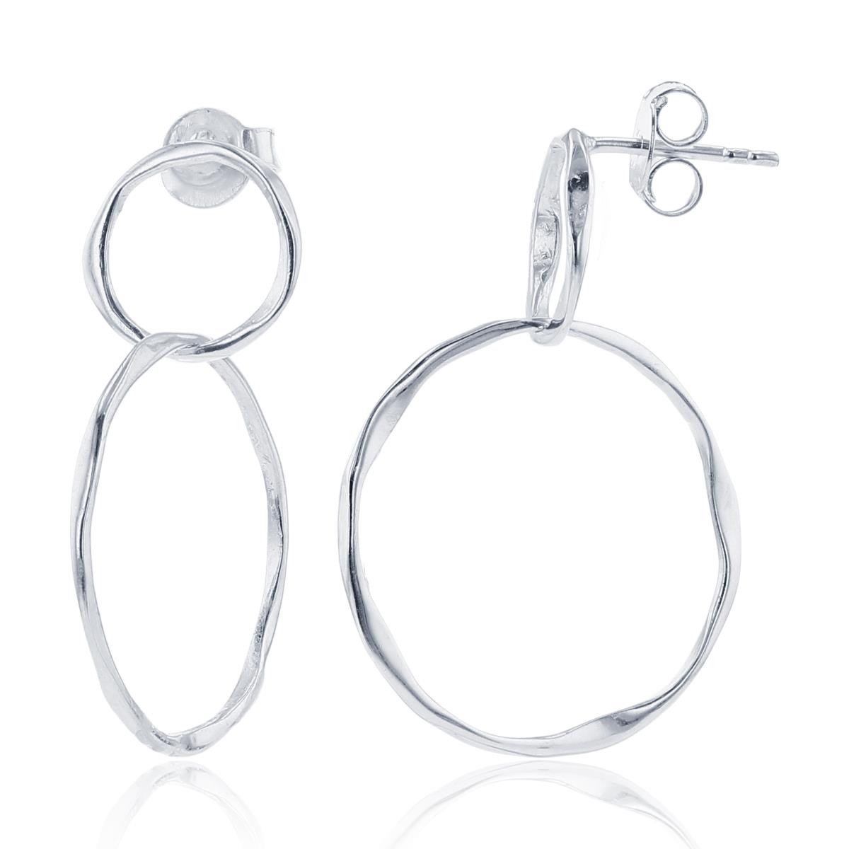 Sterling Silver Silver Plated Double Open Circle Dangling Earring