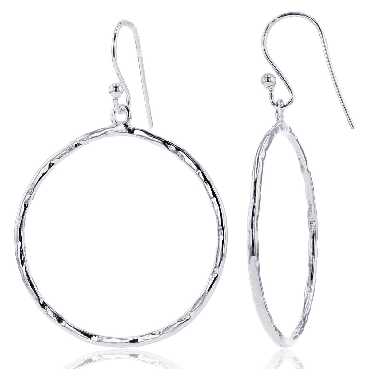 Sterling Silver Silver Plated DC Open Circle FishHook Earring