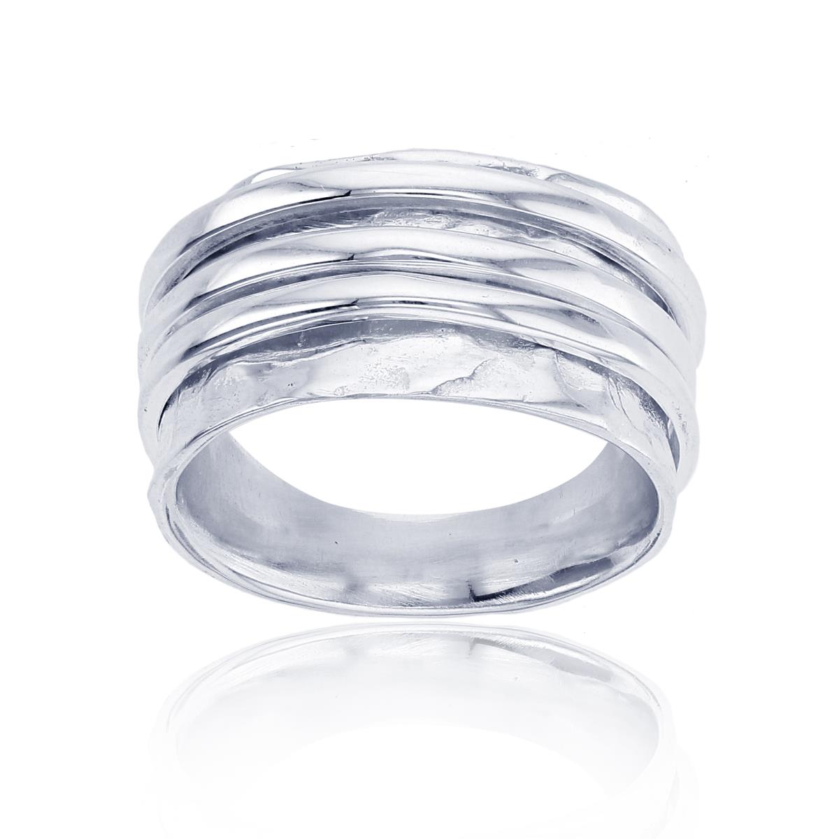 Sterling Silver Silver Plated 11mm Wide Polished & Textured Rings Concave Band Ring