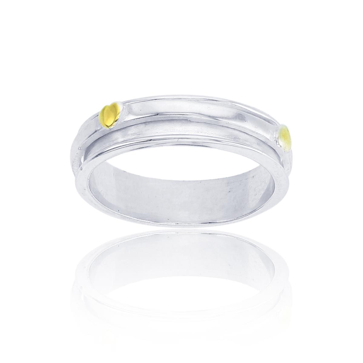Sterling Silver Yellow & Silver Plate Movable Ring Heart Band 