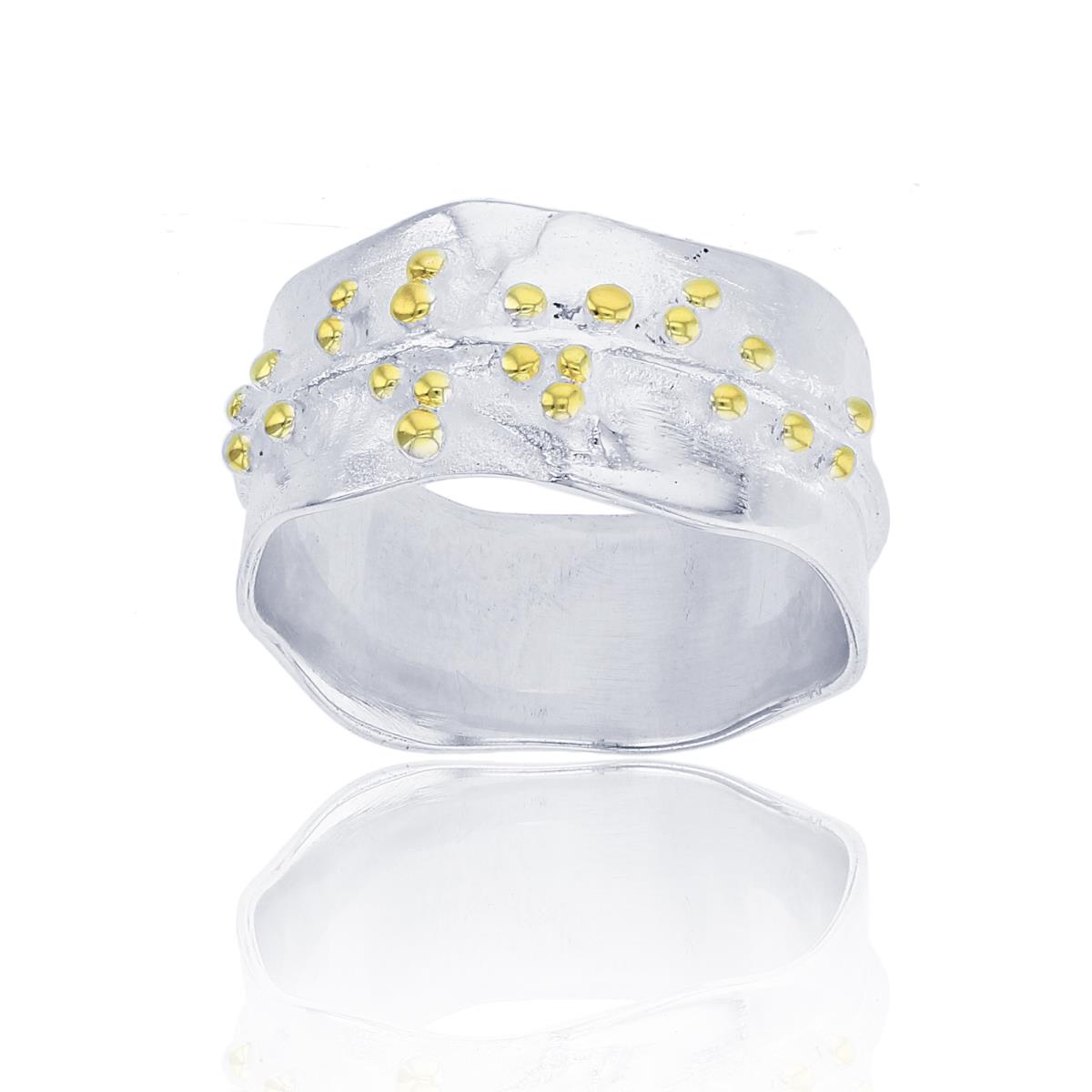 Sterling Silver Yellow & Silver Plate Mimosa Flower Band