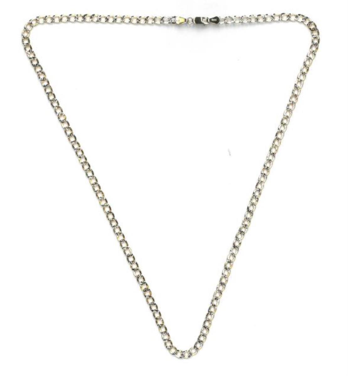 10K Yellow Gold 2.50mm 18" Curb Hollow White Pave 060 Chain