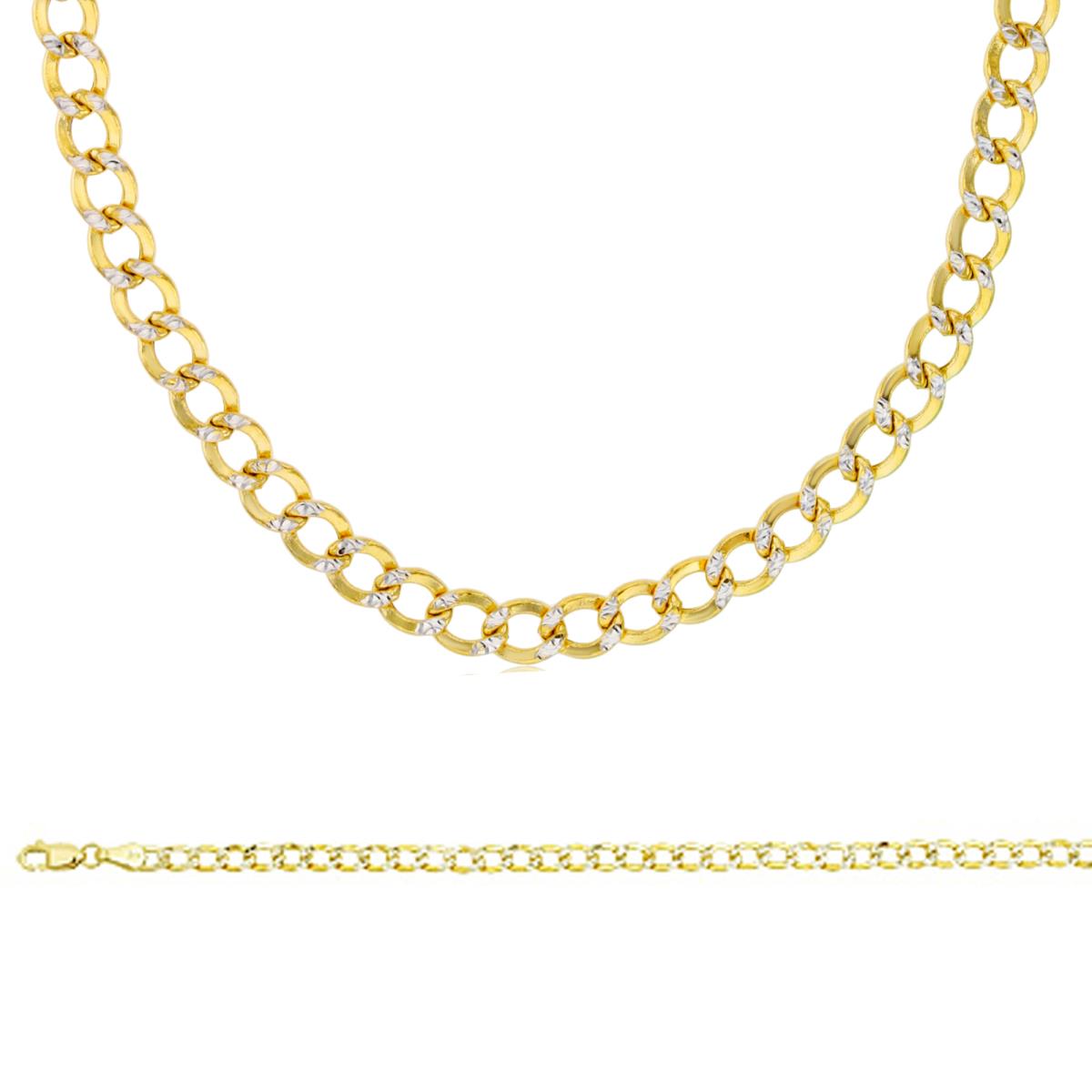 10K Yellow Gold 080 Hollow Cuban White Pave 18" Chain