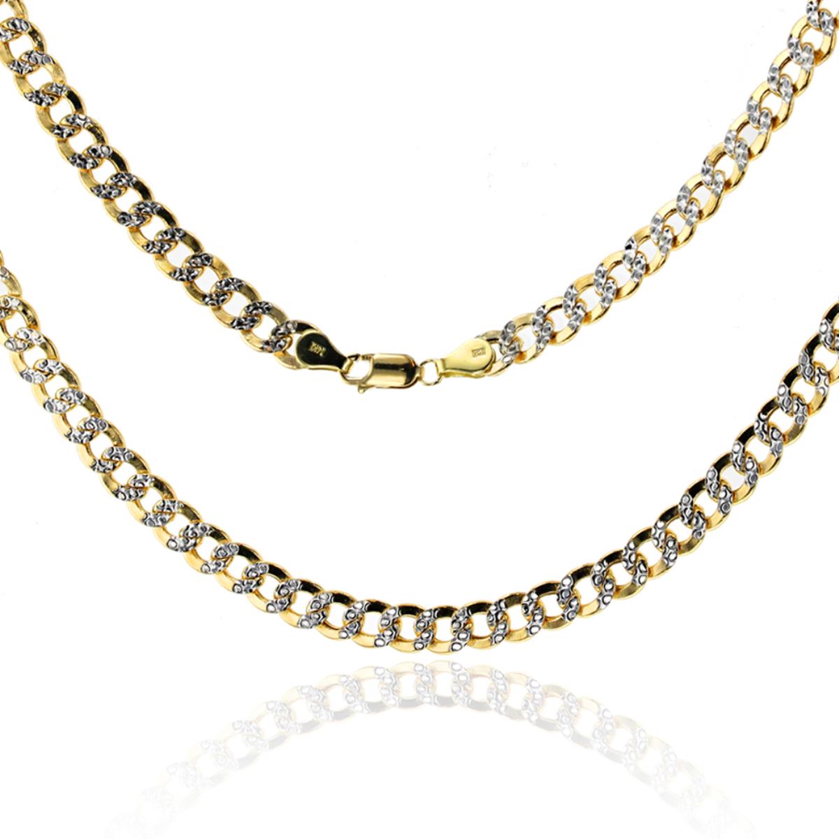 10K Yellow Gold 150 Hollow Cuban White Pave 24" Chain