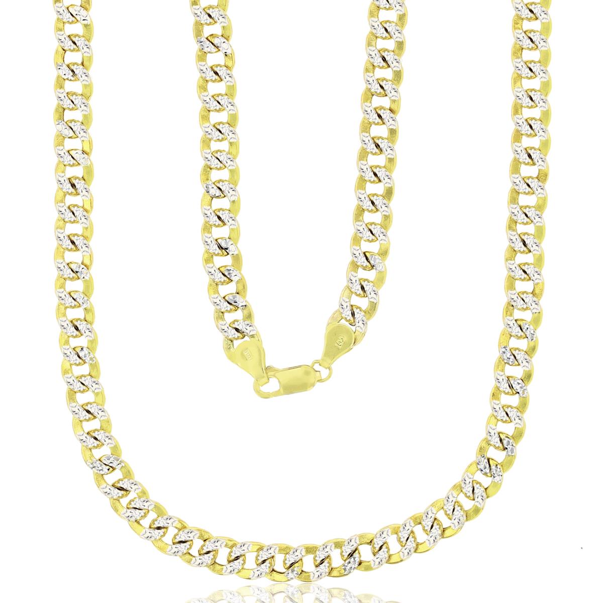 10K Yellow Gold 150 Hollow Cuban White Pave 8.25" Chain Bracelet