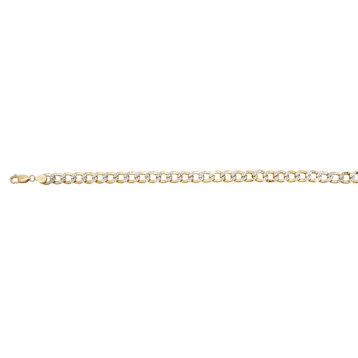 10K Yellow Gold 180 Hollow Cuban White Pave 24" Chain
