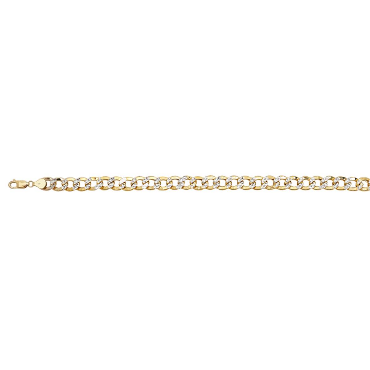 10K Yellow Gold 210 Hollow Cuban White Pave 24" Chain
