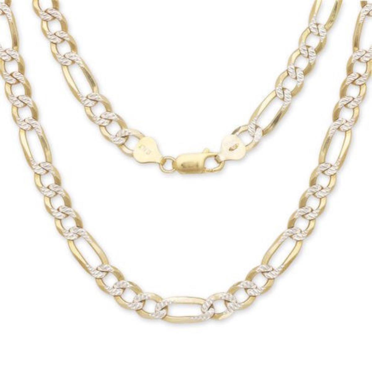 10K Two-Tone Gold 5.00mm 22" Figaro 120 Hollow Chain