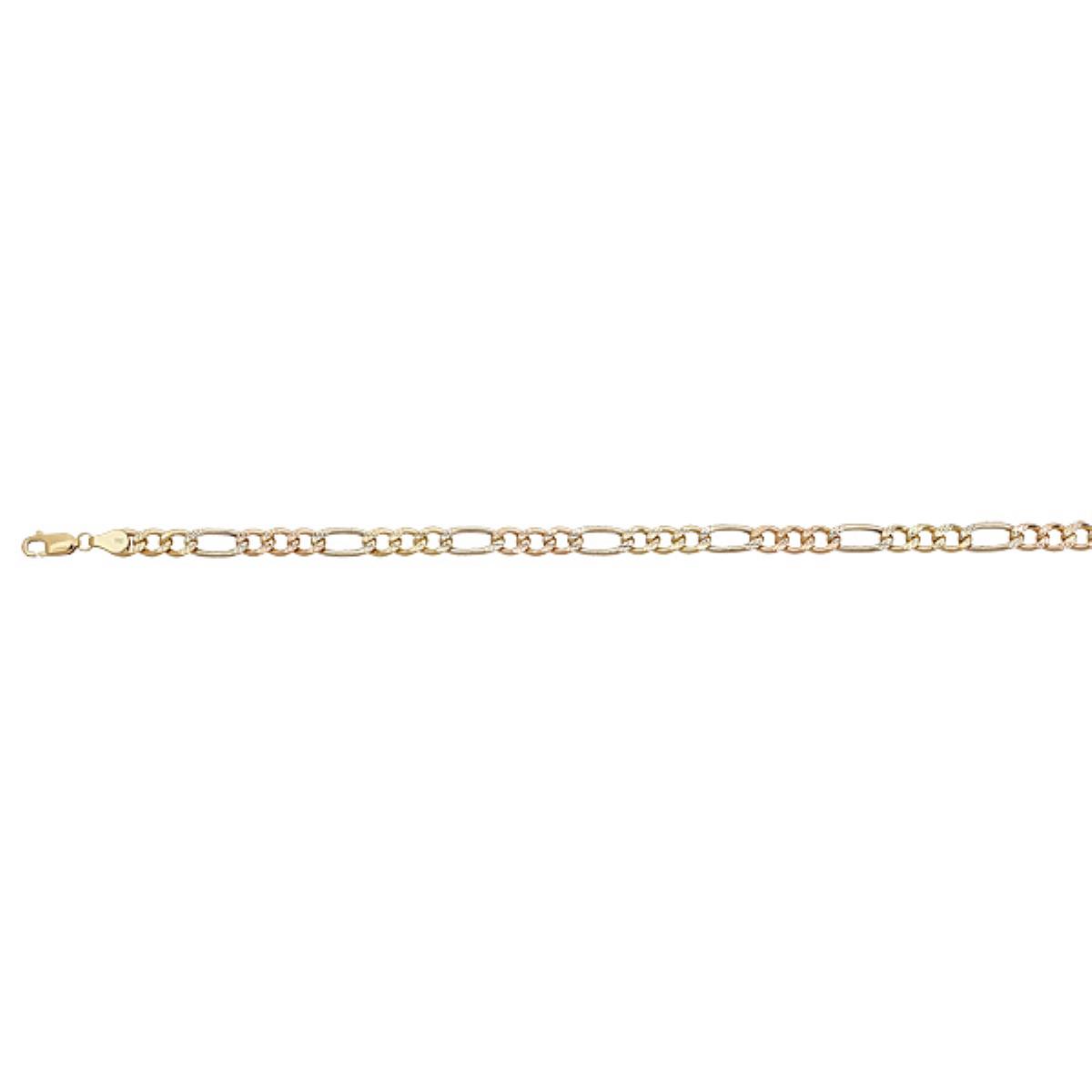 10K Two-Tone Gold 6.00mm 22" Figaro 150 Hollow Chain