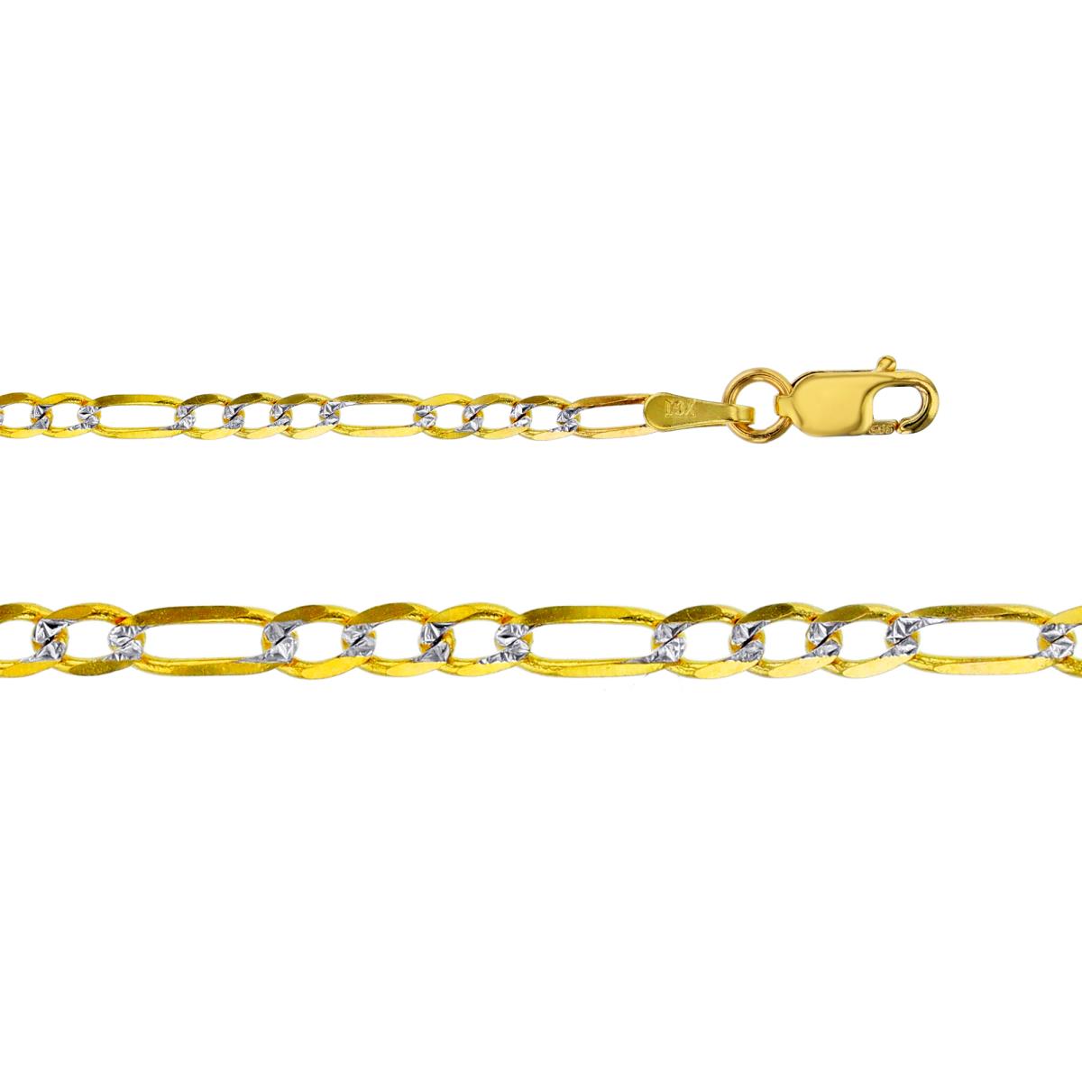 10K Two-Tone Gold 2.50mm 7" Figaro Pave 060 Bracelet
