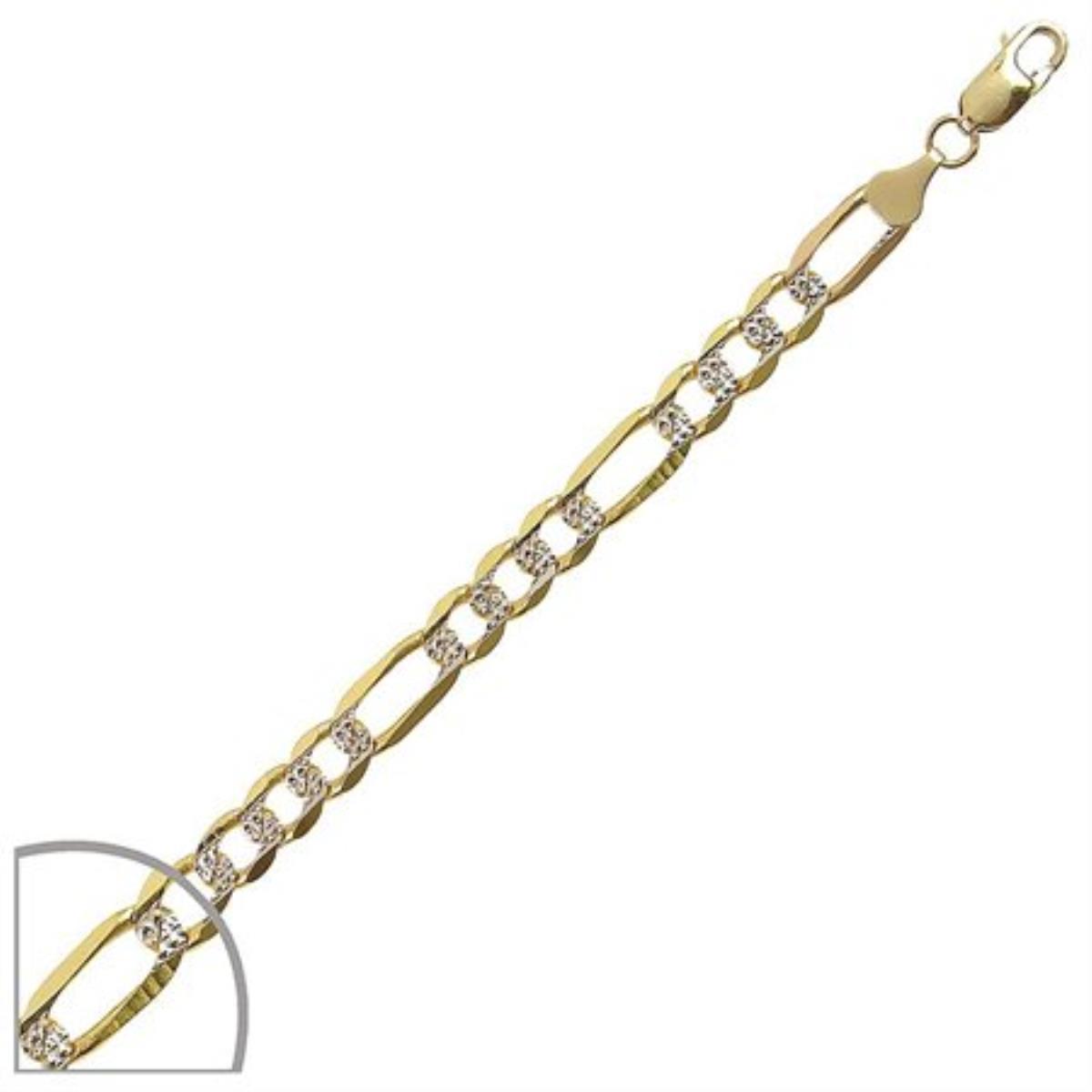 10K Gold Two Tone 7.30MM 22" Figaro 180 Chain