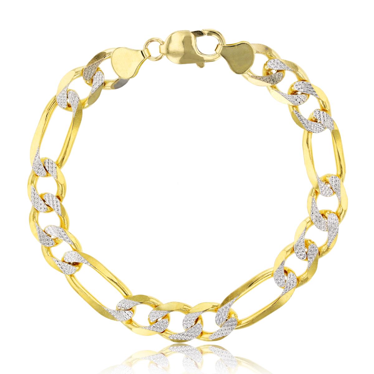 10K Gold Two Tone 8.5" Figaro 210 Chain Bracelet
