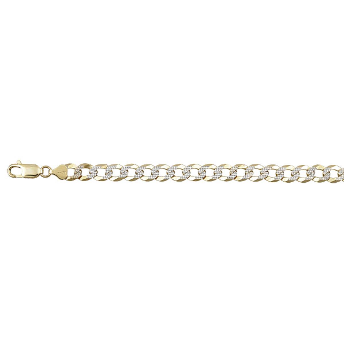 10k Gold Two-Tone 8.00mm 24" Pave Solid Cuban 210 Chain