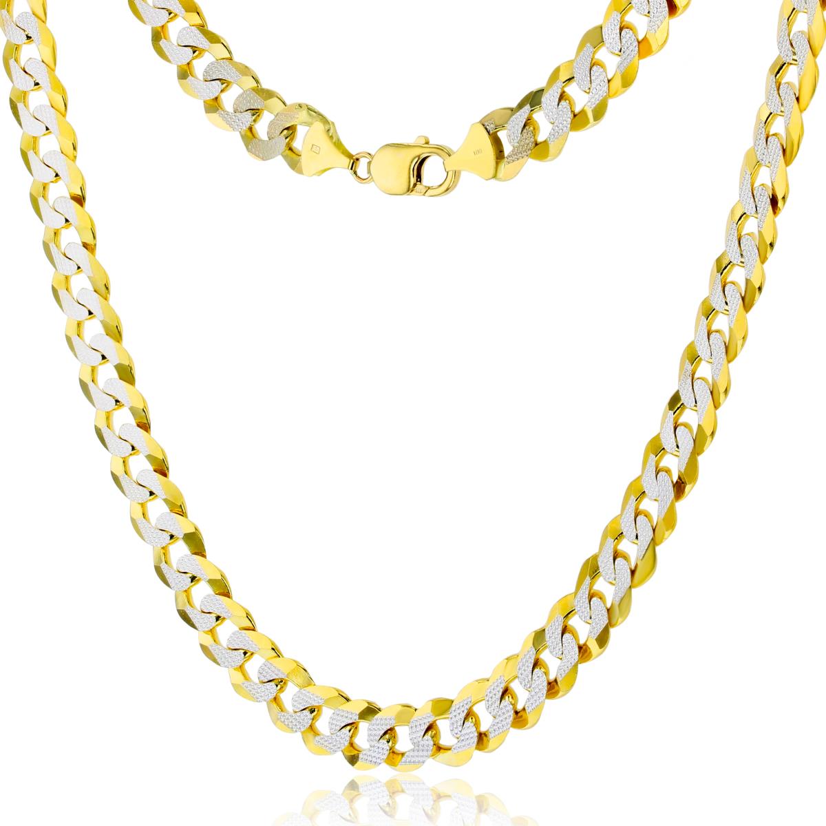 10k Gold Two-Tone 11.50mm 26" Pave Solid Curb Link 300 Chain