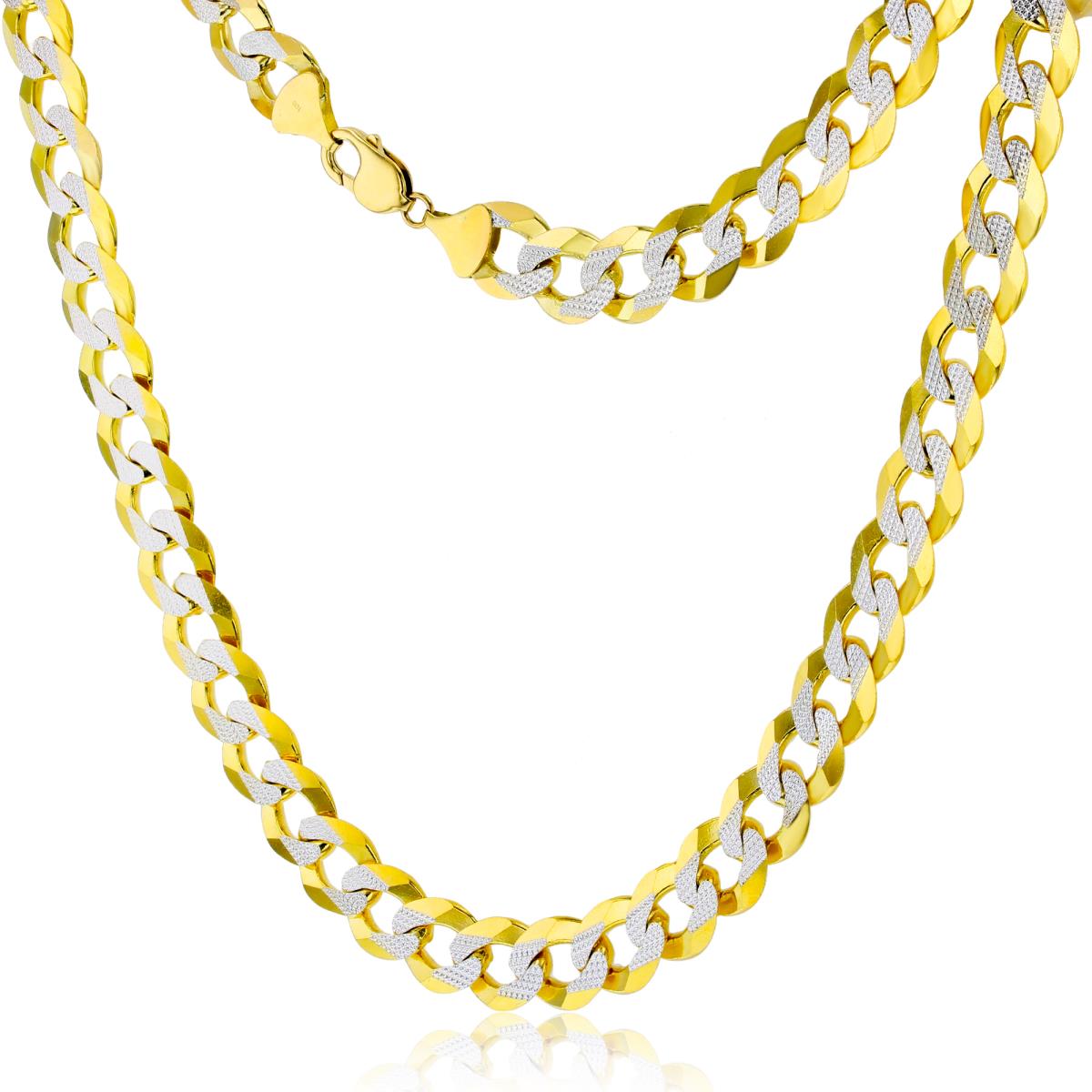 10K Two-Tone Gold 13.50mm 26" White Pave Cuban 350 Chain 