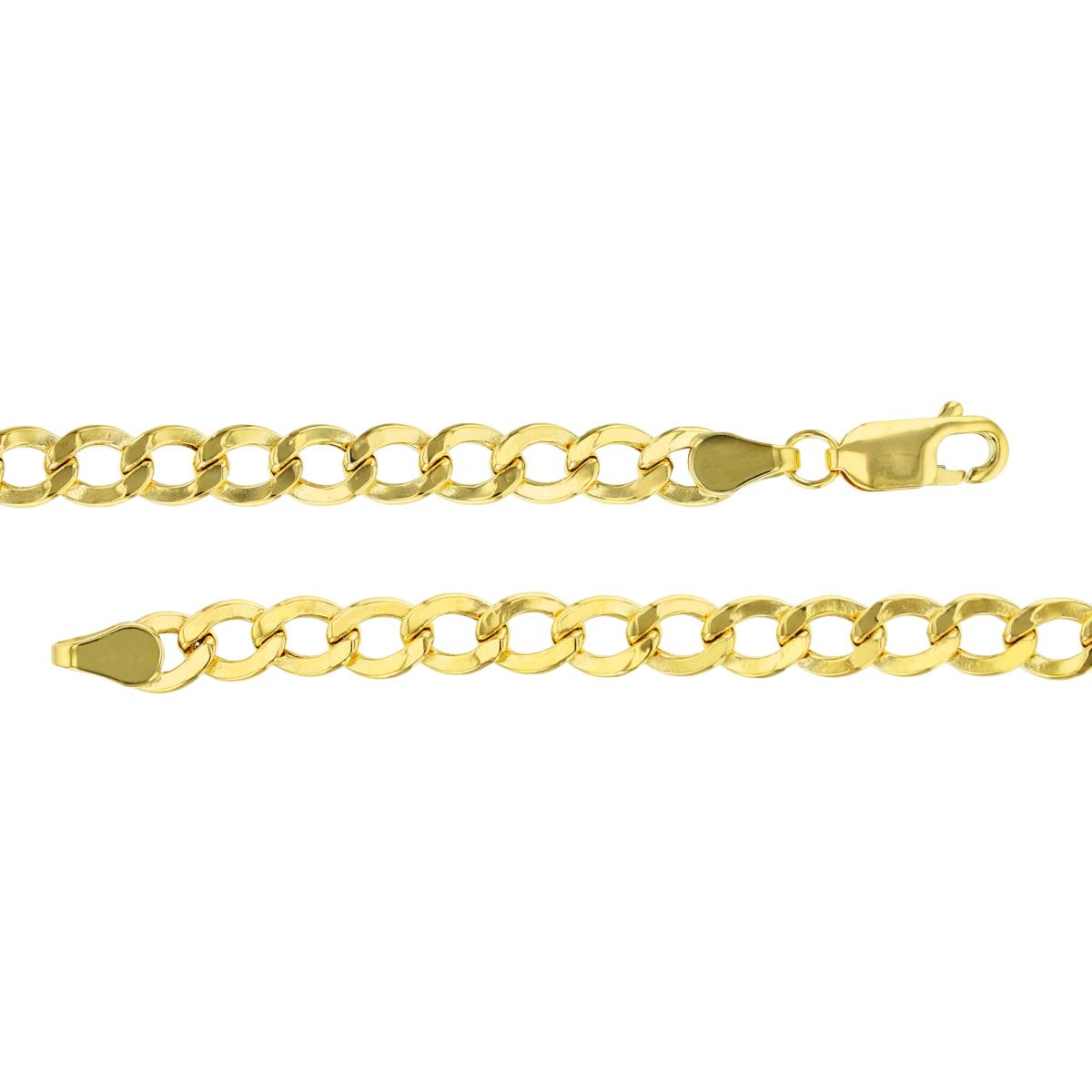 10K Yellow Gold 5.00mm 8.25" Hollow Cuban 120 Chain Bracelet