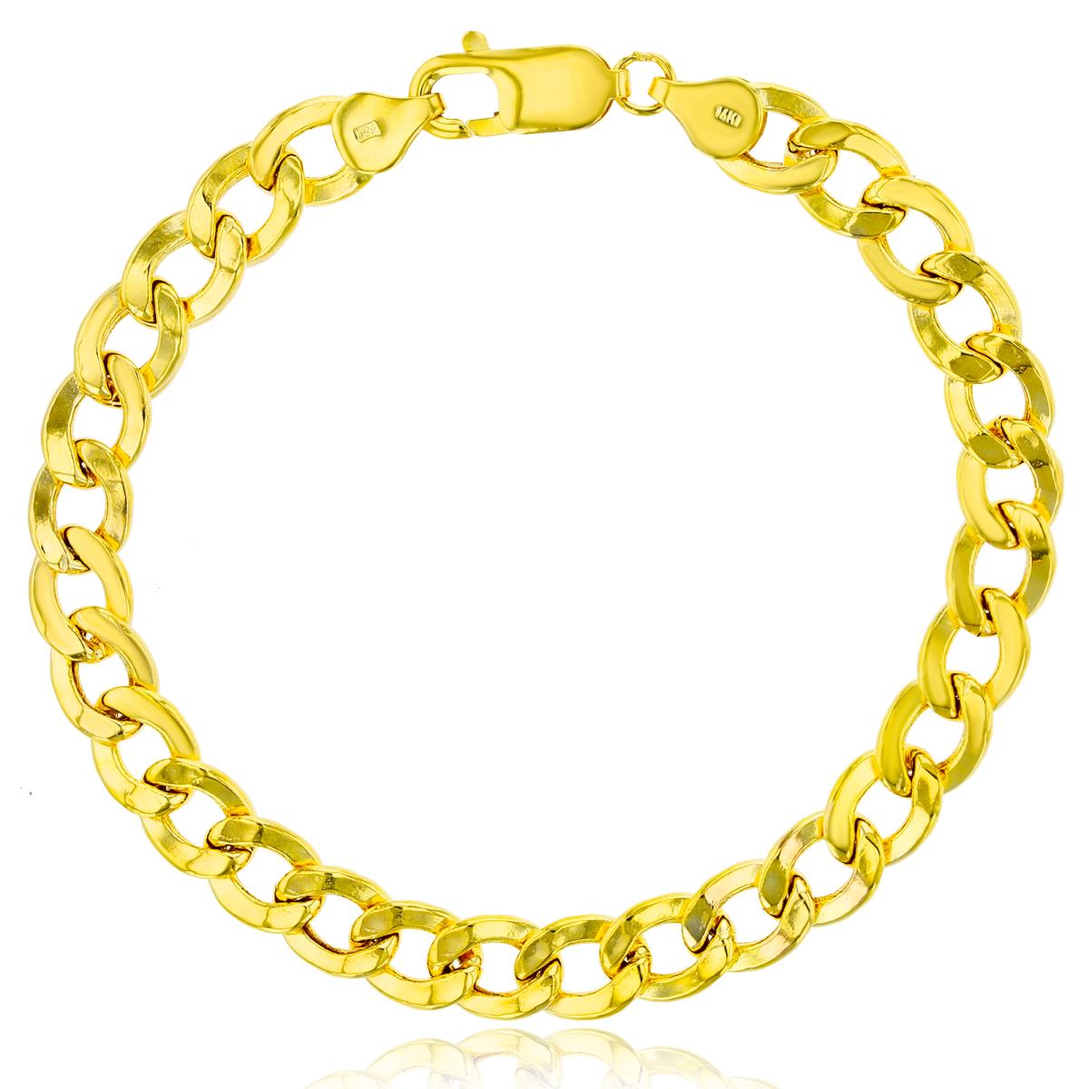10K Yellow Gold 7.50mm 8.25" Hollow Cuban 180 Chain Bracelet