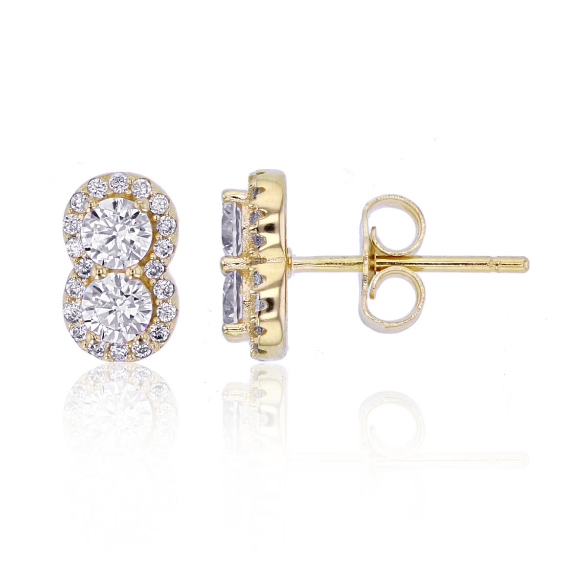 Sterling Silver+1Micron Yellow Gold Rnd White CZ Infinity Studs