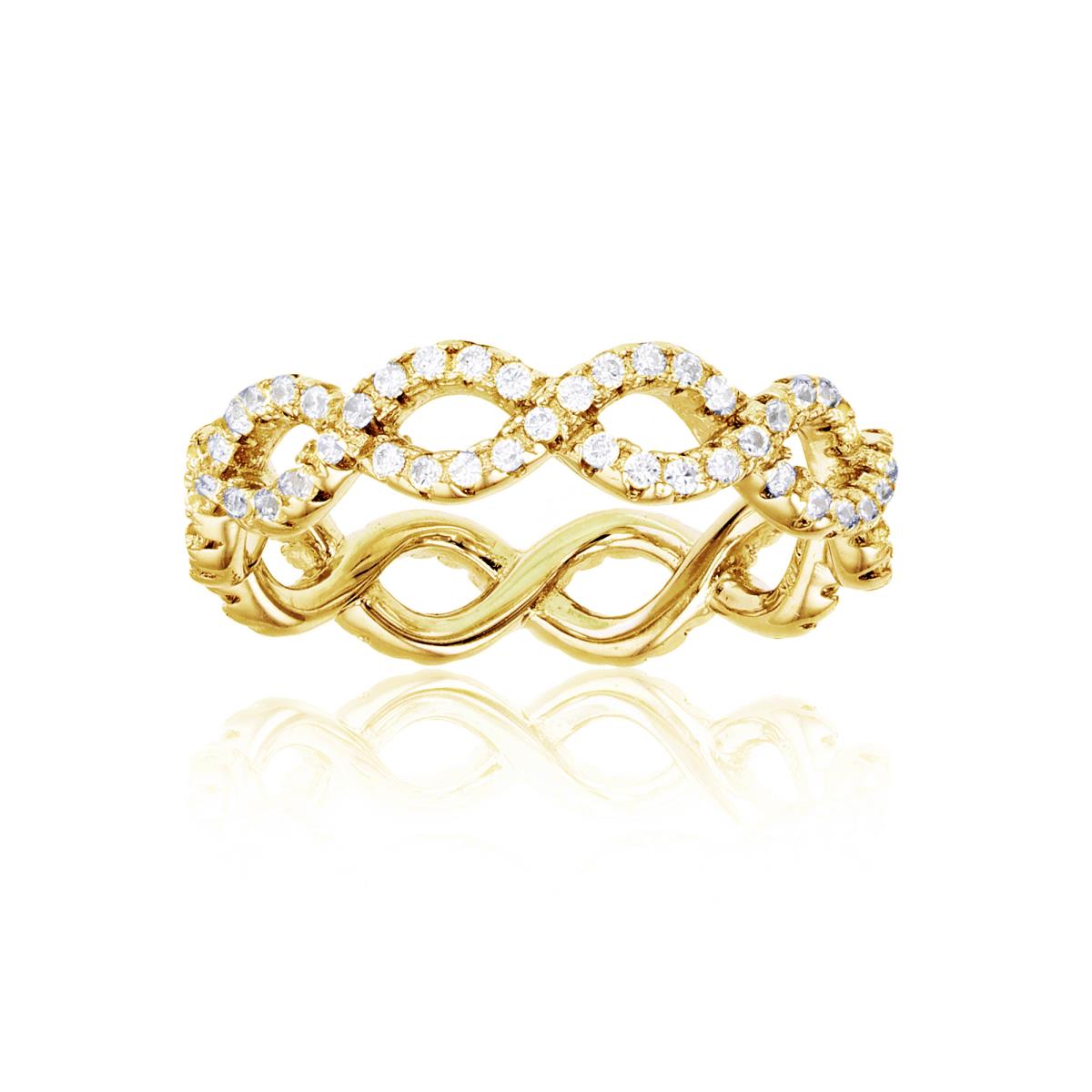 Sterling Silver+1Micron Yellow Gold Infinity   5mm Eternity Ring