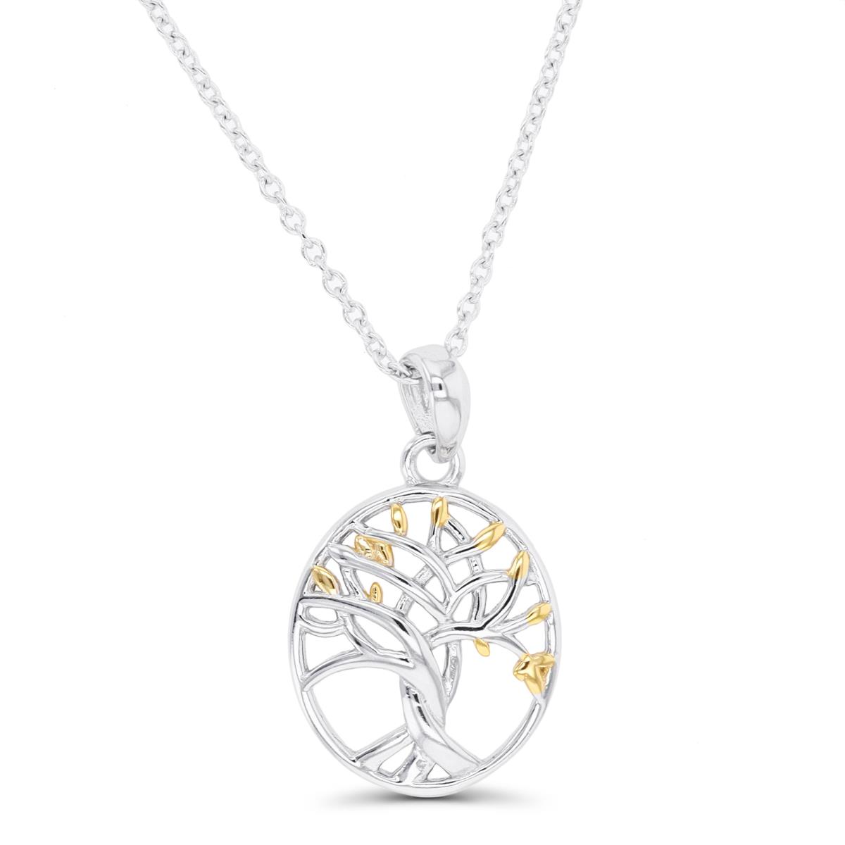 Sterling Silver Yellow Polished Tree Of Life 16"+2" Necklace