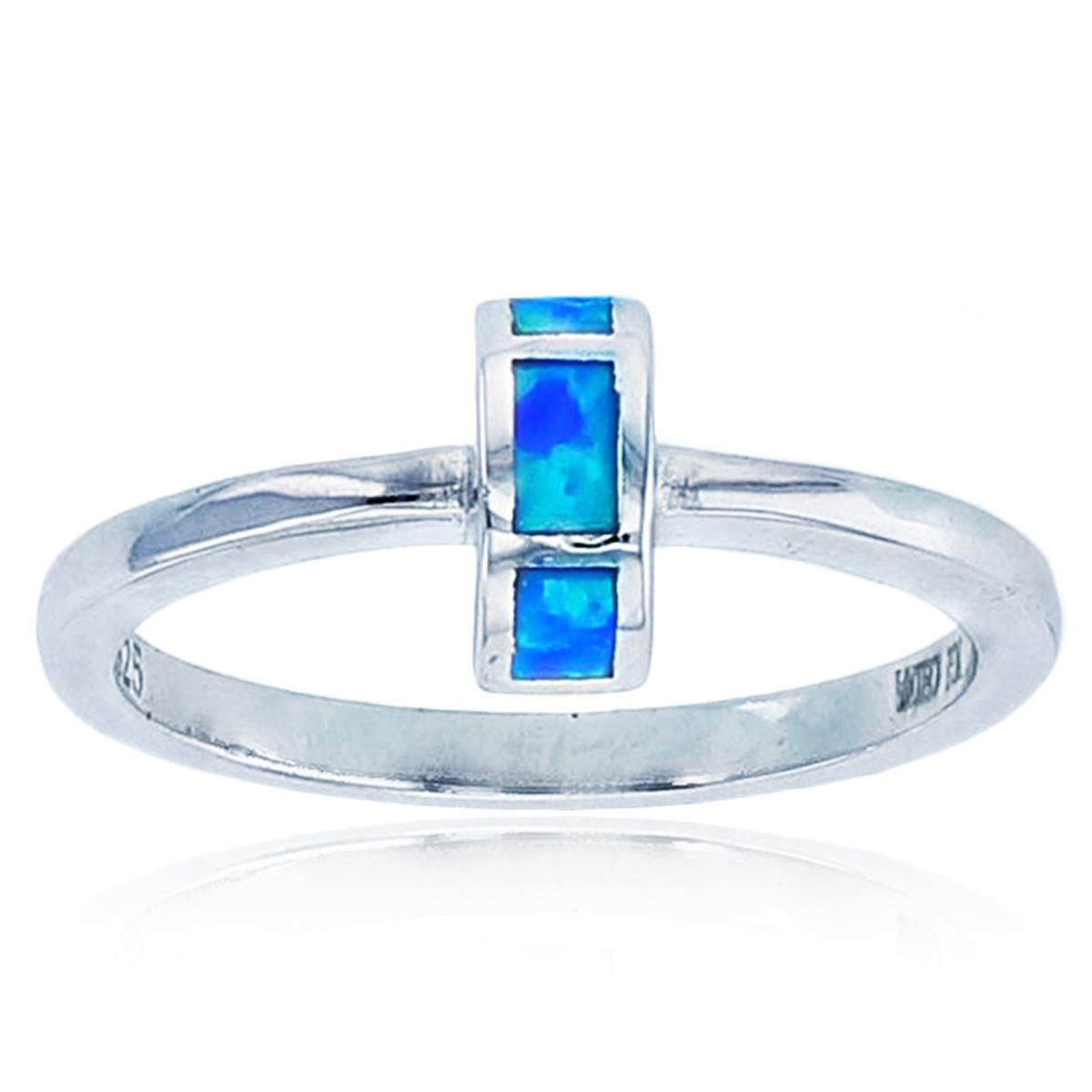 Sterling Silver Rhodium Inlay Cr Opal Half Wheel Fashion Ring