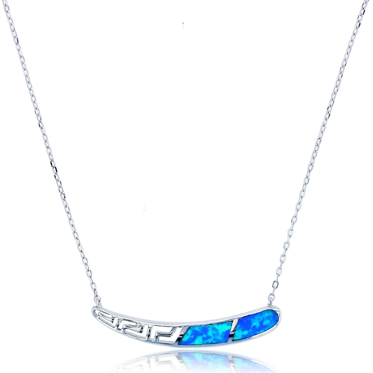 Sterling Silver Rhodium Inlay Cr Opal Horn 17.5"+2" Necklace