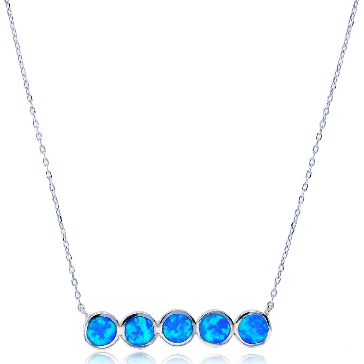 Sterling Silver Rhodium Inlay Cr Opal Multi Circles 17.5"+2" Necklace