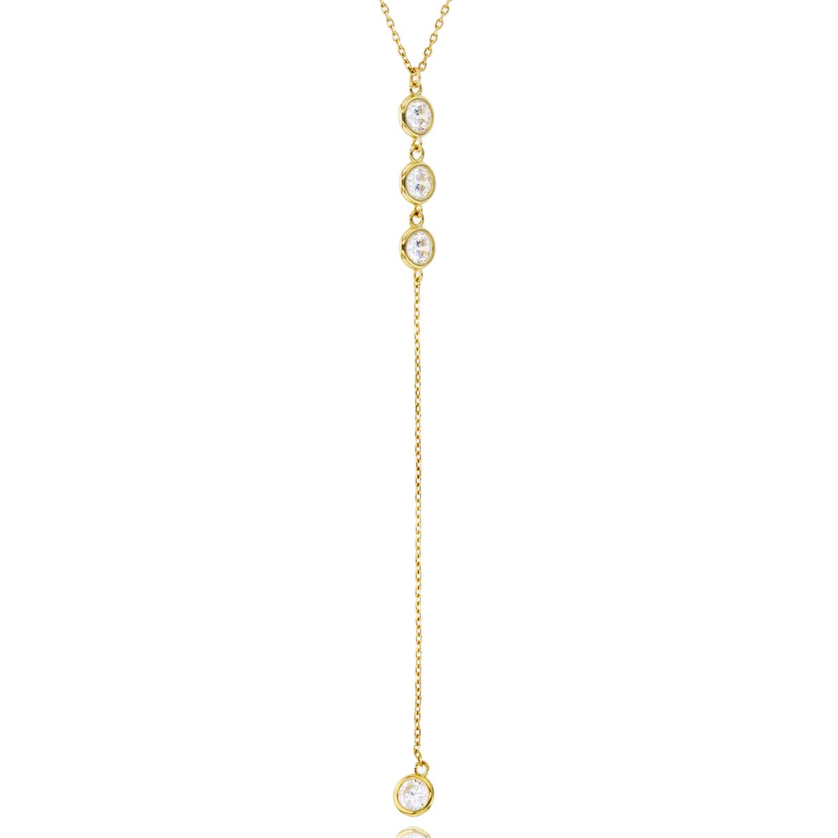 10K Yellow Gold 3.5mm Rnd CZ Bezel Circles 16"+2"Necklace