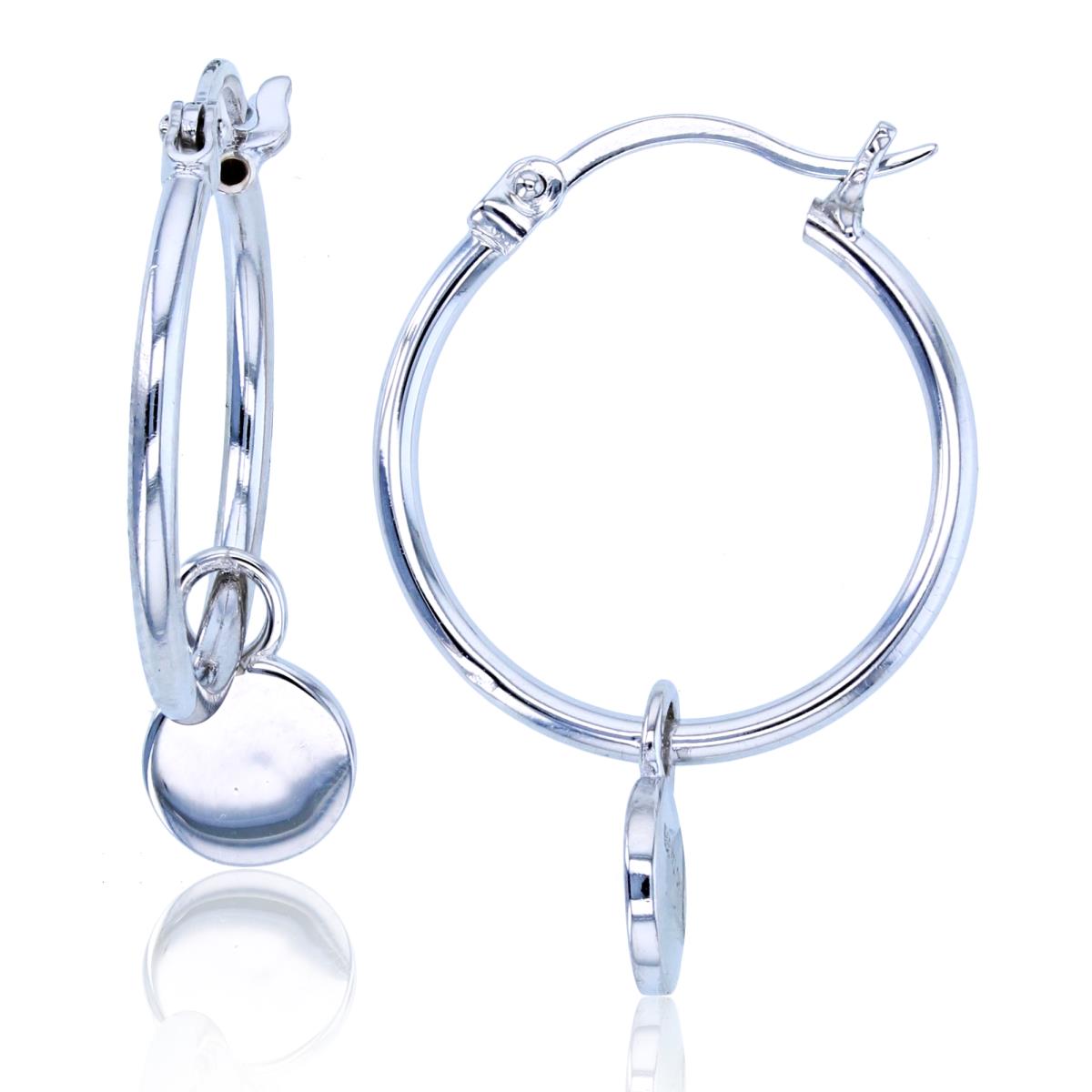 Sterling Silver Silver Plated E-Coated Dangling Circle Hoop Earring