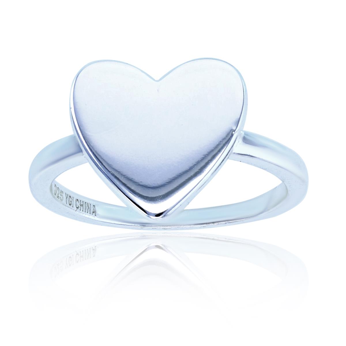 Sterling Silver Silver Plated E-Coated Polished Heart Fashion Ring