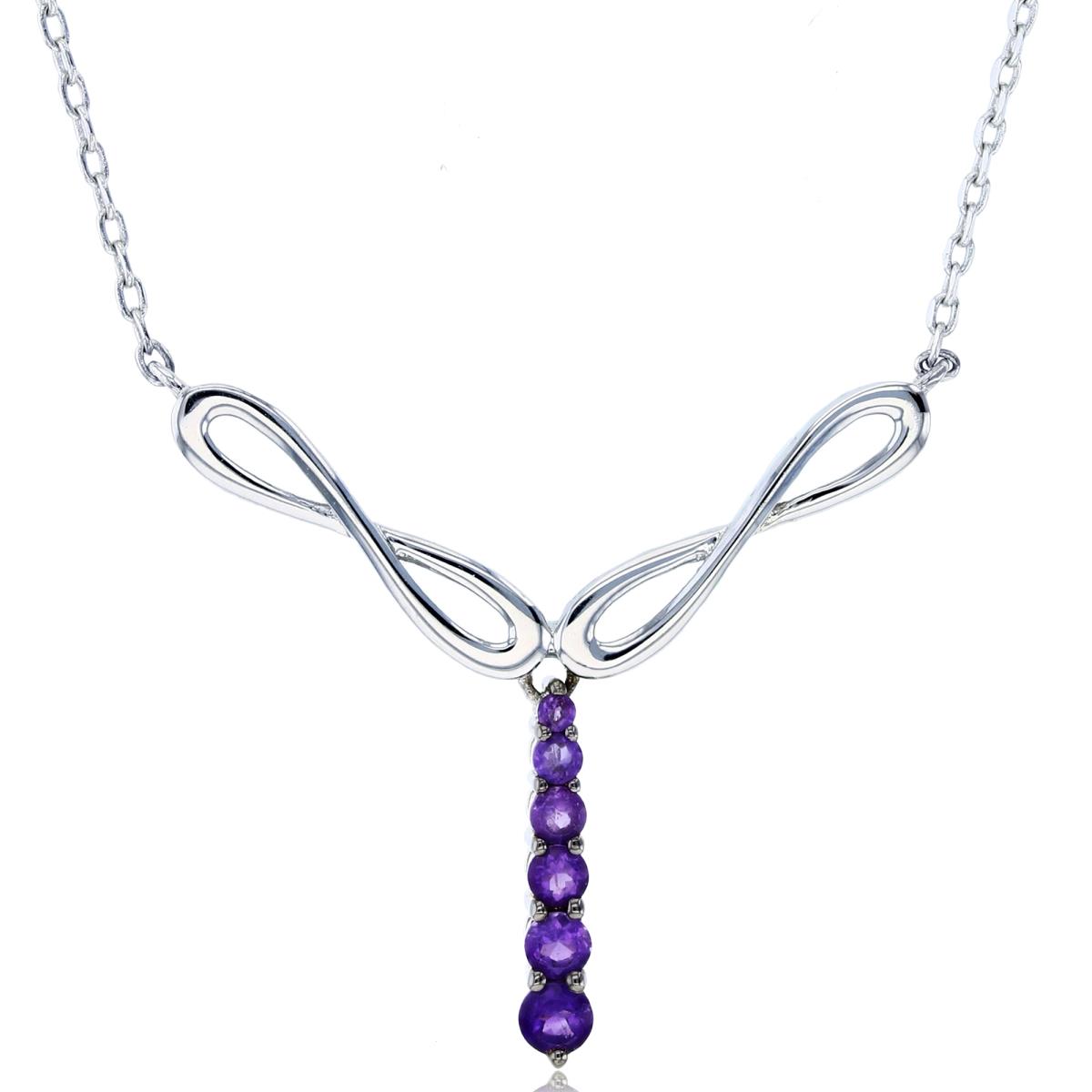 10K White Gold & Rd Amethyst Infiniti Graduated "Y" 16+2" Necklace