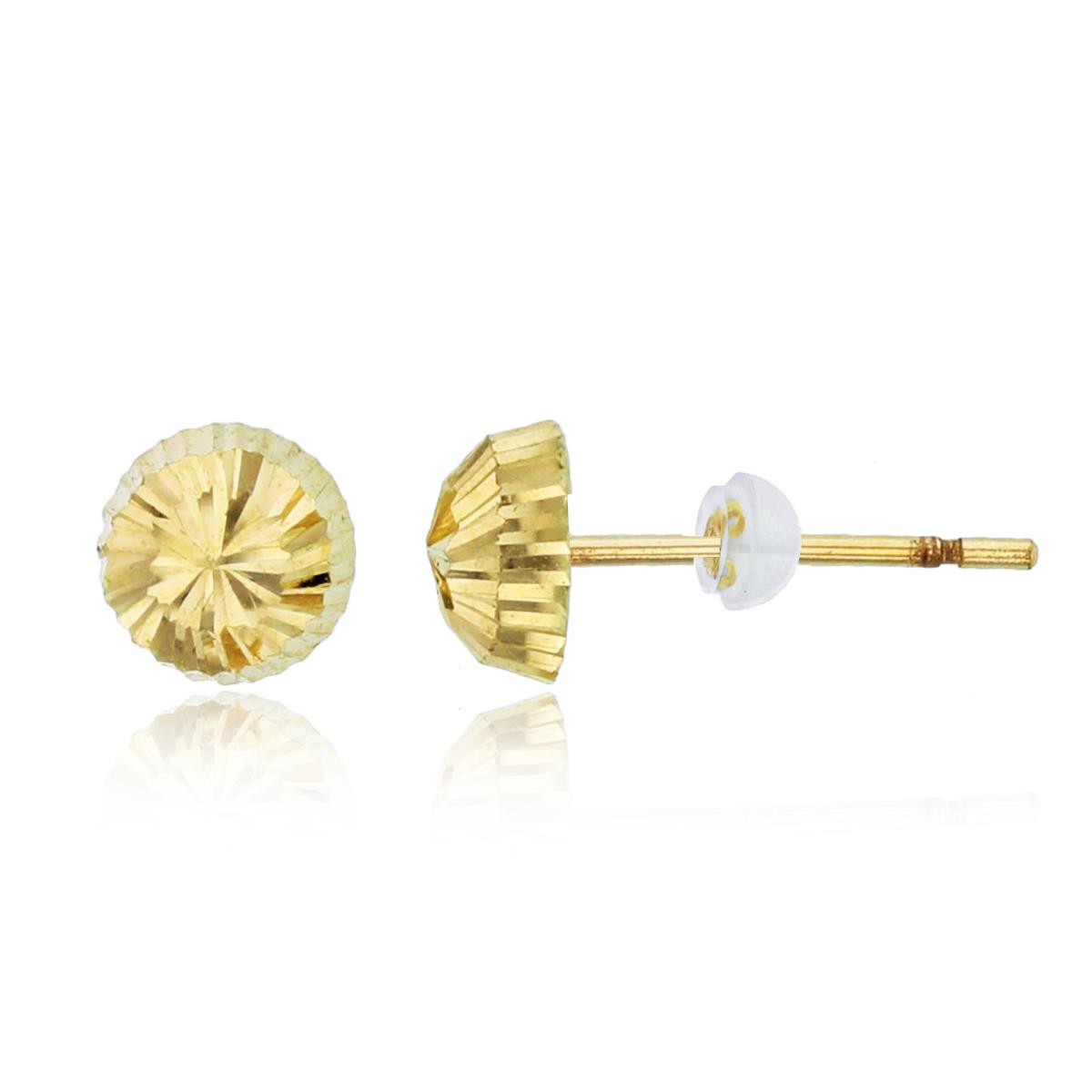 10K Yellow Gold 5mm DC Round Studs with Silicone Backs